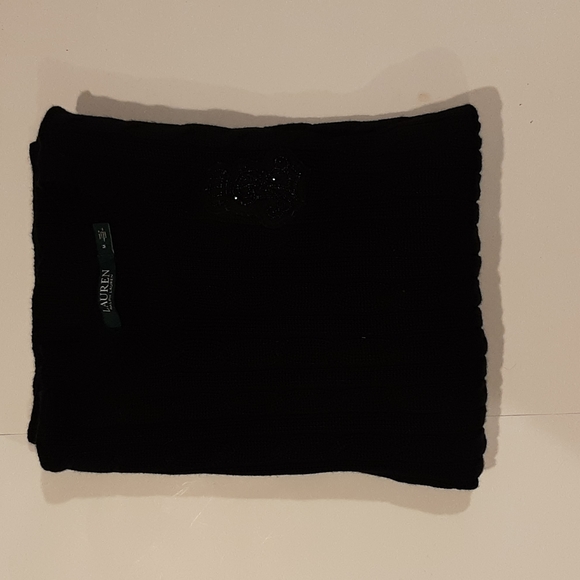 Women's Lauren Ralph Lauren Cable Knit Sweater Size M With Black Embellished - Picture 9 of 10